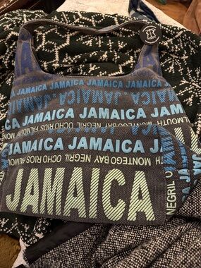 Robin Ruth Jamaica Graphic Hobo Bag in Black, Blue, Lime